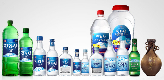 한라산소주 라인업. <한라산소주 홈페이지>